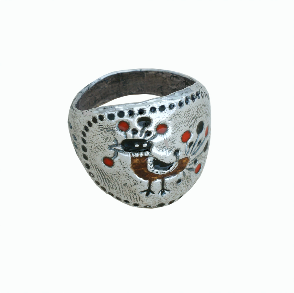 Солнцеворот:Кольцо серебряное с эмалью(Украшения из серебра и бронзы)