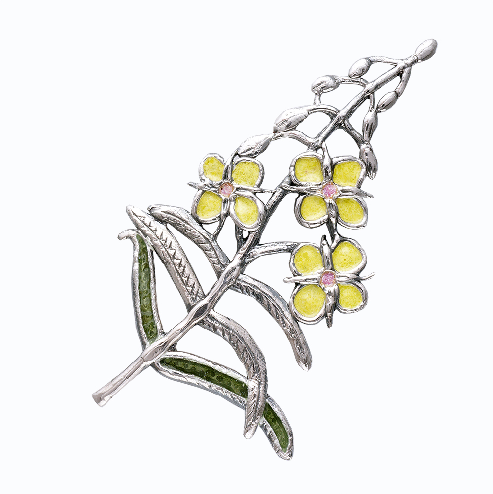 Ботаника:Брошь из серебра c покрытием эмалью(Украшения из серебра и бронзы)